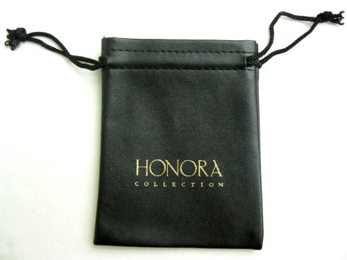 Honora Collection Jewelry Soft Empty Pouch Black Leatherette Draw-string Closure