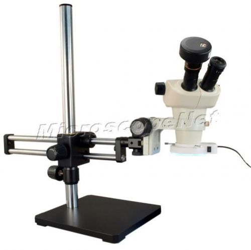 6-50X Stereo Microscope+Boom Stand+54 LED Ring Light+High Resolution 10MP Camera