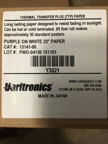 Variquest Y3021 Purple On White 23&#034; Paper New