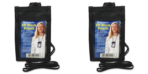 Black VERTICAL ID Neck Pouch With Adjustable Lanyard, 2 Packs