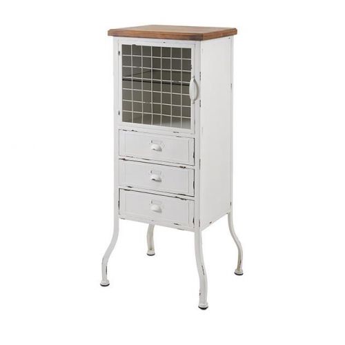 Industrial Shabby Chic 3 Drawers Metal Wood Top Cabinet,39.5&#039;&#039;H.