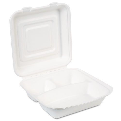 EcoSmart Molded Fiber Food Containers, 9.37 x 9.37, White, 250/Carton