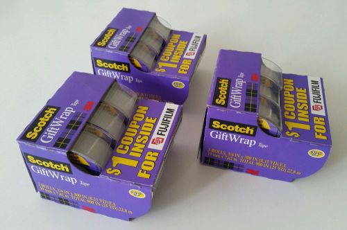 3 Packs/9 Rolls Scotch 3M GiftWrap Wrapping Tape 3/4&#034; x 2700&#034;