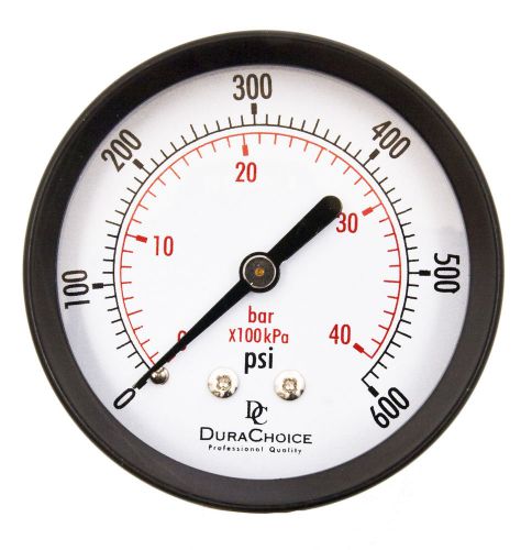 2&#034; utility pressure gauge - blk.steel 1/4&#034; npt center back 600psi for sale