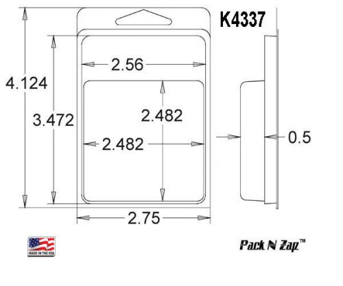 K4337: 875 - 4&#034;H x 3&#034;W x 0.5&#034;D Clamshell Packaging Clear Plastic Blister Pack