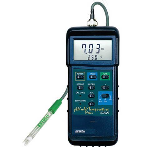 Extech 407228 pH Meter MV/Temp Kit, Heavy Duty w/Holster