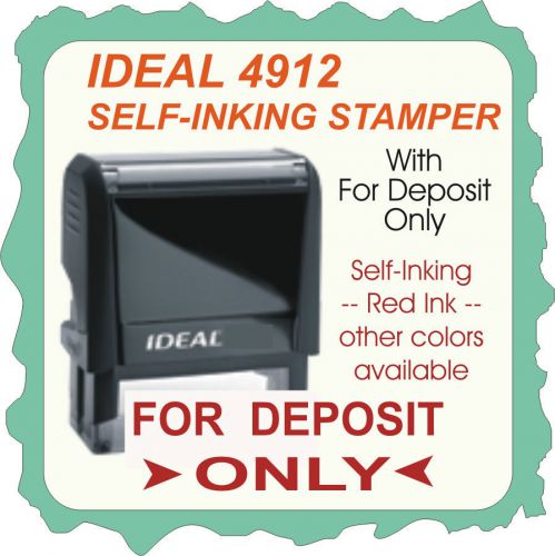 For Deposit Only, Bank Endorsement, Trodat / Ideal Rubber Stamp, 4912 Red Ink