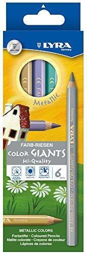 LYRA Color-Giants Lacquered Colored Pencils, 6.25mm Cores, Set of 6, Assorted