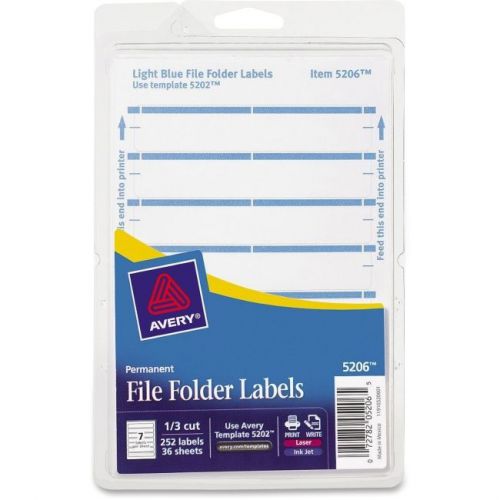 252 Avery File Folder Labels 3-7/16x11/16 Light Blue