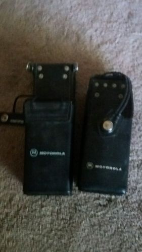 Lot of 2 Motorola leather radio cases with belt swivels