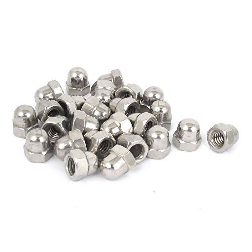 uxcell 1/4&#034;-20 Stainless Steel Dome Head Cap Acorn Hex Nuts Silver Tone 25Pcs