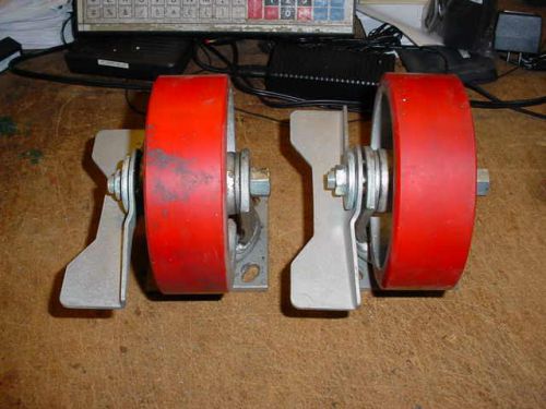 2x set of heavy duty industrial swivel casters with grease fitting wheels/lock. for sale