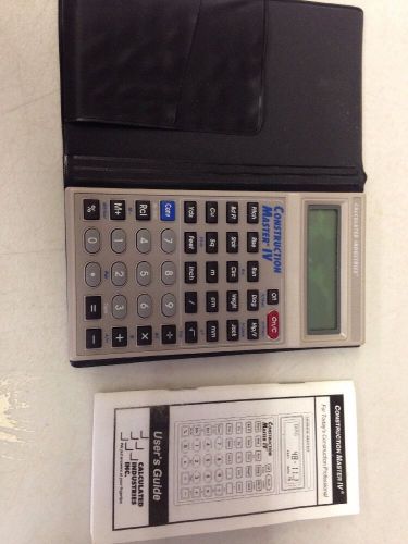 CONSTRUCTION MASTER IV CALCULATOR  AND CASE WORKS GREAT Users Guide