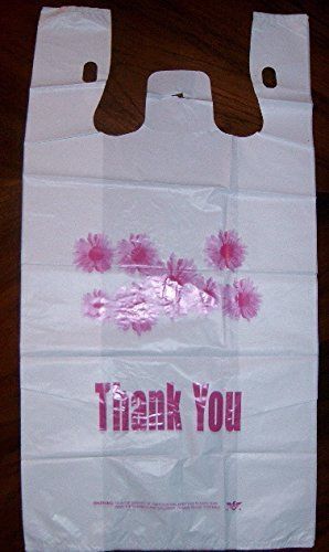 Grocery and Retail T-shirt Shopping Bag 1/6 Size Daisy Print Thank You 24 Mic