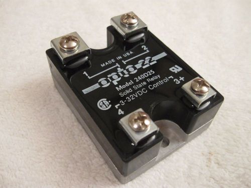 Opto 22 240d25 solid state relay (ssr) 3-32v dc control  120-240 vac  25 amp nos for sale