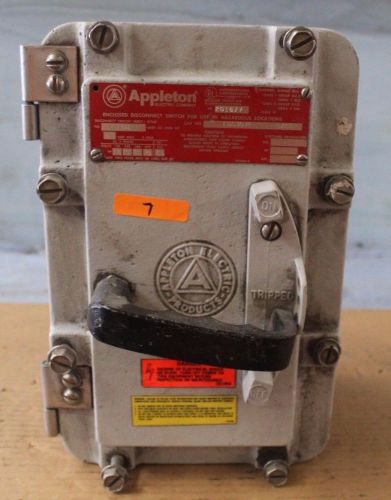 Appleton 30a 600v ds16u hazardous explosion proof disconnect switch free ship for sale