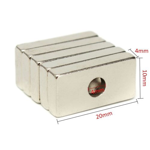 5pcs super strong block n35 magnets 20x10x4mm hole 4mm rare earth neodymium new for sale