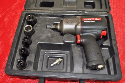 Ingersoll Rand Air Impact Tool Gun 2135TI 1/2&#034; Wrench IR W/ Socket Set in Case