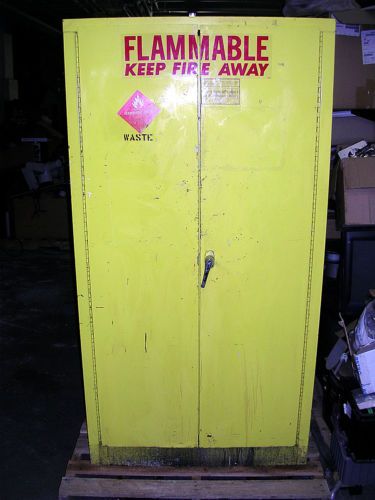 SECURALL FLAMMABLE LIQUID SAFETY STORAGE CABINET A160, 60 GAL. CAPACITY, YELLOW