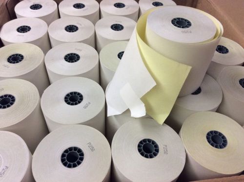 Case of 49 roll P250 3&#034;x 90&#039; Verifone Carbonless 2-Ply Paper Rolls POS/Register