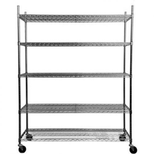Shelving storage organizer garage heavy duty 5 chrome wire shelves wheels rack for sale
