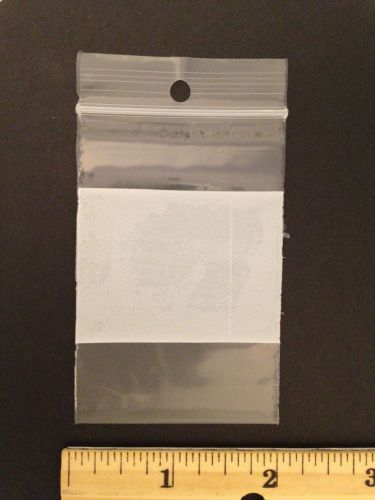 Reclosable 3x2 inch plastic zippy bags white block end zip 100 count free ship for sale