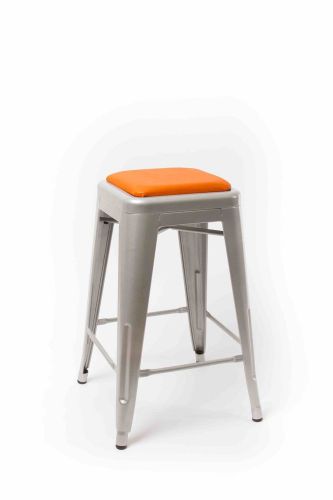 Tolix Style Bar Stool Cushions -Hand Made/Easy Install- Orange Cushion