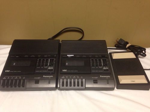 (2) panasonic rr-830 desktop cassette transcriber recorders &amp; foot pedal for sale
