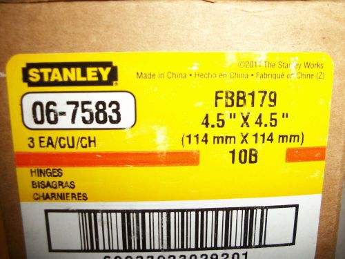 stanley FBB179 4.5&#034; satin brass hinges / pack of 3 / 06-8381