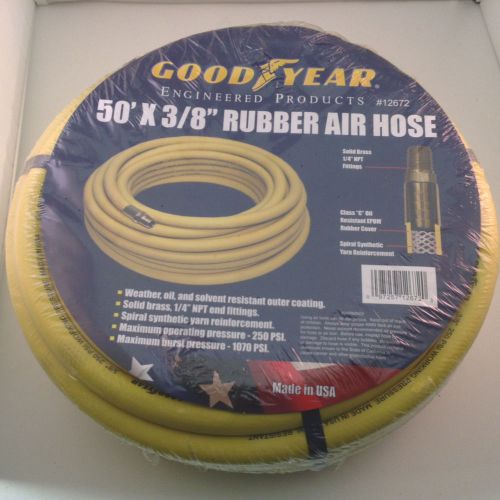 Goodyear 3/8-inch by 50-feet 250 psi rubber air hose with 1/4-inch mnpt 12672 for sale