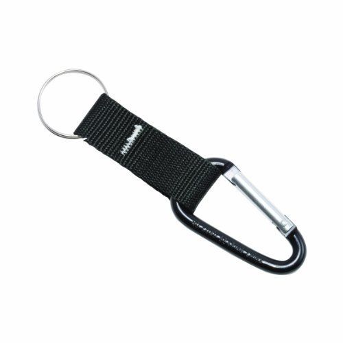Advantus carabiner key chain with polyester strap and split key ring, black, 10 for sale