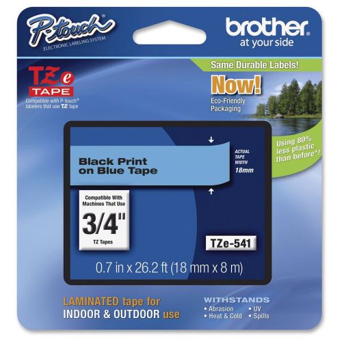 Brother tze541 black on blue label tape - 0.70&#034; width x 26.25 ft length - therma for sale