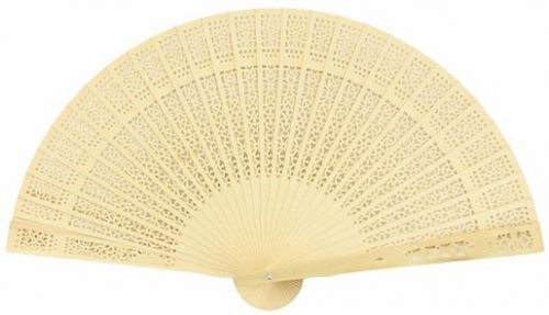 8&#034; paneled sandalwood / tan chinese folding hand fan for weddings for sale