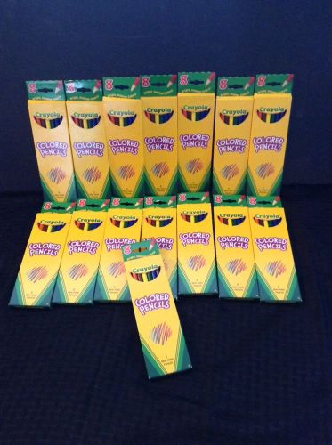 Lot 15 CRAYOLA COLORED PENCILS 8 Pack Assorted Colors Brand New
