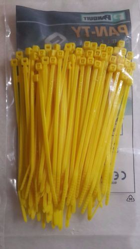 100 pcs panduit 3 7/8 inch yellow nylon network cable clamp cord wire zip tie for sale