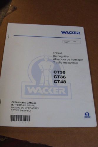 WACKER Trowel CT 30, CT 36, CT 48, Operators Manual