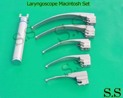 Laryngoscope Macintosh Set (1 handle AA, 5 Mac Blades)