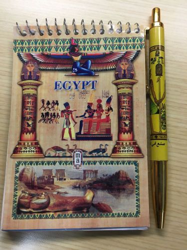SALE, Buy NOW. Egyptian Colored Notebook (3&#034;x5&#034;) With A Beautiful Egyptian Pin.