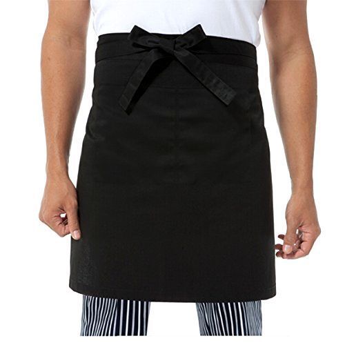 Foxnovo Proffesional Unisex Women Men Kitchen Waiter Apron with Double Pockets (