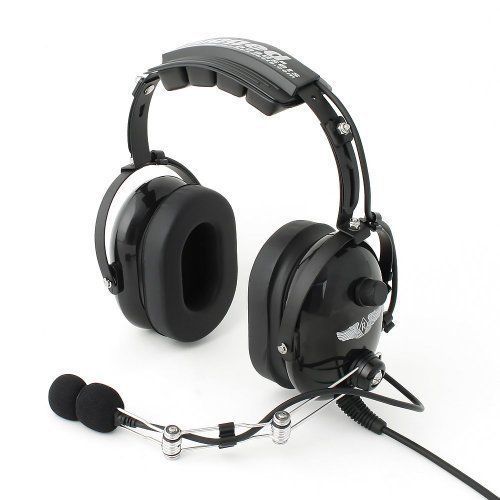 Rugged air ra454 black general aviation stereo pilot headset for sale