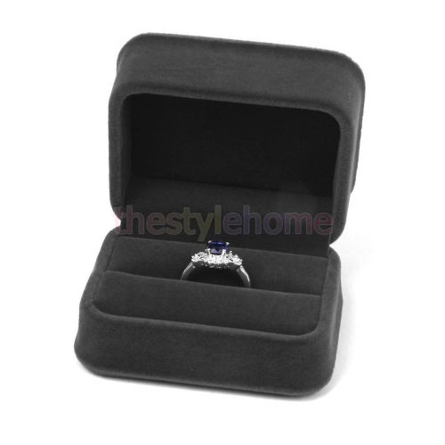 Velvet Double Ring Box Jewelry Storage Case Organizer Holder Gift