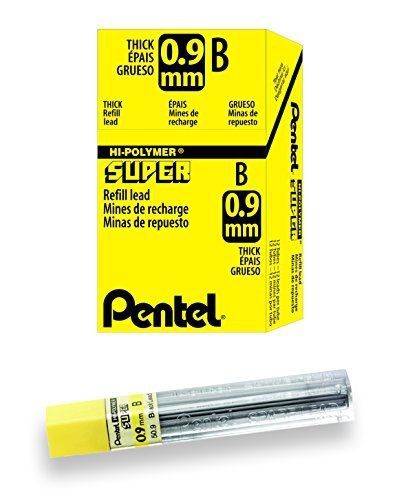 Pentel Super Hi-Polymer Lead Refill, 0.9mm Thick, B, 180 Pieces of Lead (50-9-B)