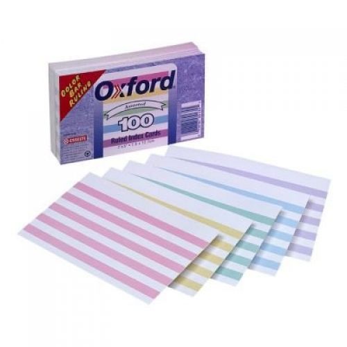 Esselte Oxford(R) Color Bar Ruled Index Cards, 4in. x 6in., Pack Of 100