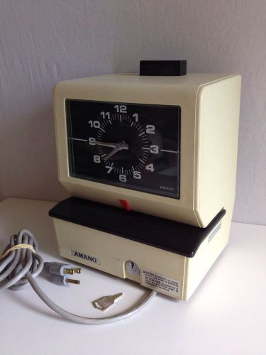AMANO PUNCH TIME CLOCK VINTAGE with KEY Model 3636 Works