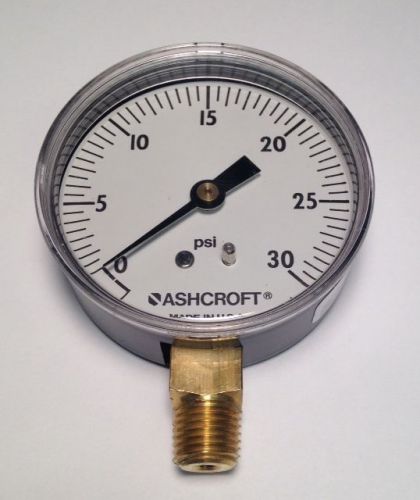 Ashcroft commercial gauge 2.5&#034; 30-psi 1/4&#034;npt 25w1005 h 02l 30# (new) (12d2) for sale