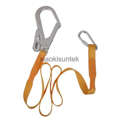 Outdoor Climbing Safety Harness Belt Lanyard w/ Spring Snap Carabiner Buckle
