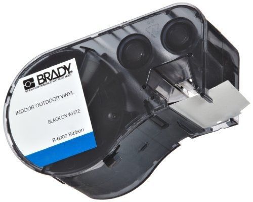 Brady mc-1500-595-wt-bk vinyl b-595 black on white label maker cartridge, 25&#039; for sale