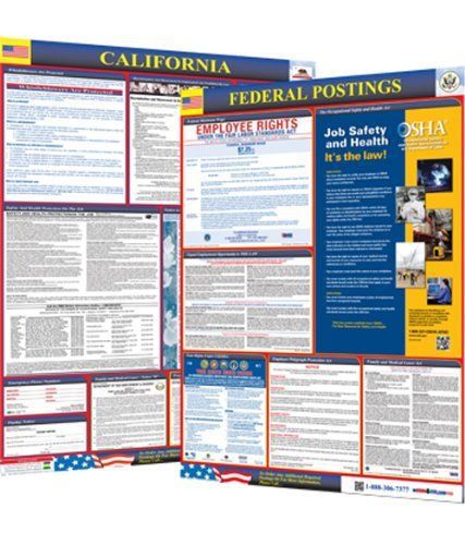 Osha4less labor law poster - state and federal, california (ca-cb), new for sale