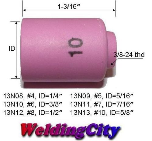 Weldingcity 10 ceramic cup nozzles 13n13 #10 for tig welding torch 9/20/25 for sale