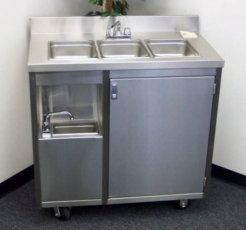 Stainless steel concession 4 compartment sink cart for sale